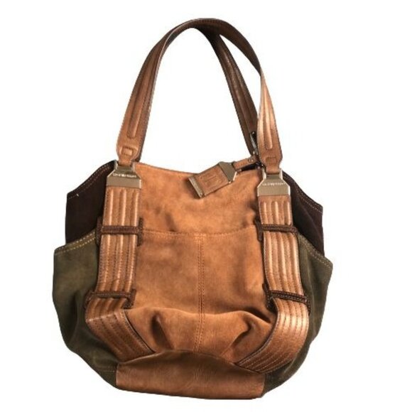 Tignanello Brown 100% Leather Suede Hobo Bag Purse Handbag